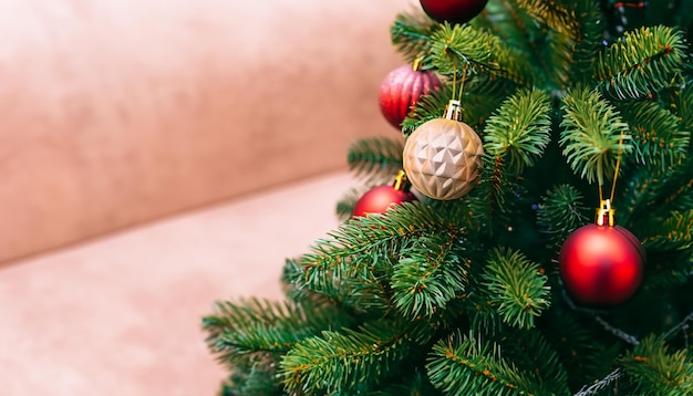 A Christmas ball for the Christmas tree Closeup of the Christmas decor New Year and Chris