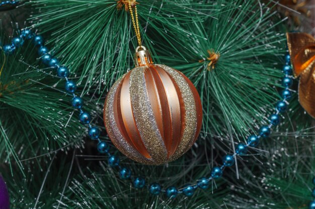 Christmas ball hanging on the tree