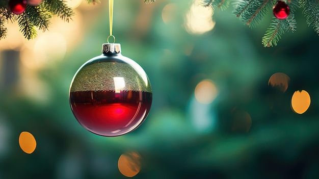 Photo christmas ball for the holiday tree shiny bauble for winter xmas holidays generated ai