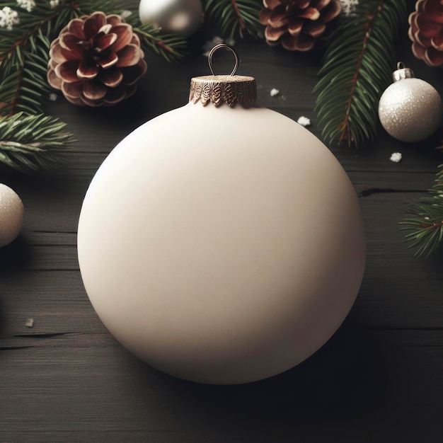 Фото Рождественский мяч на новогоднем фоне с копировальным пространством