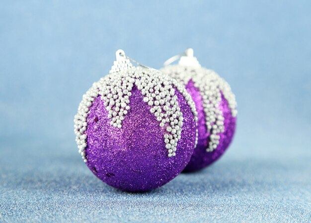 Christmas balls on blue background