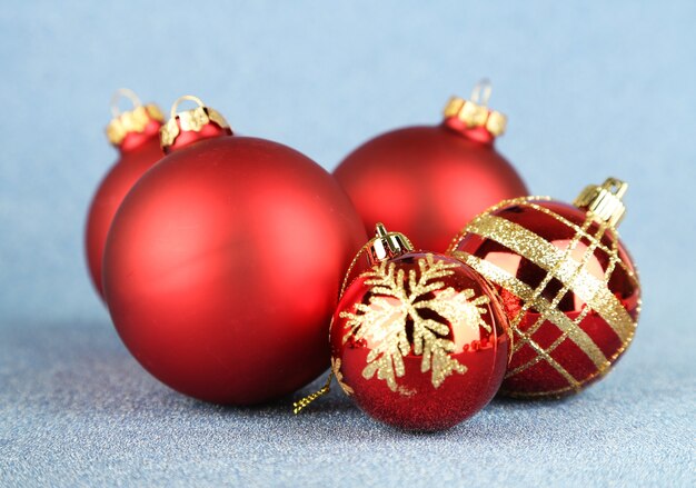 Christmas balls on blue background