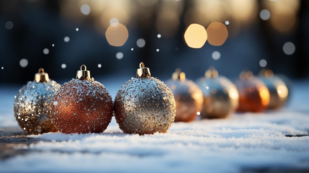 christmas balls on blurred background