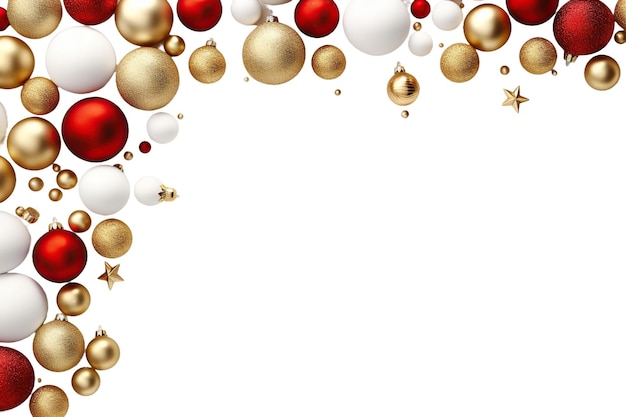 Photo christmas balls border isolated on white or transparent background ai generated image