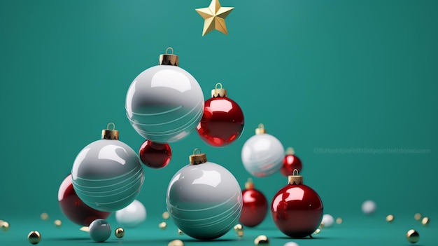 Photo christmas balls christmas tree decorations muticolor christmas balls in modern design style