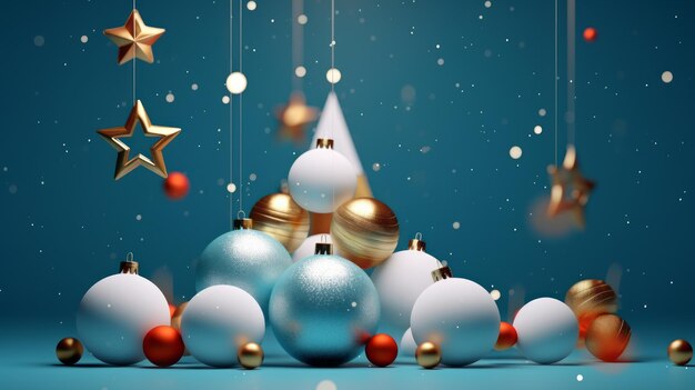 Photo christmas balls christmas tree decorations muticolor christmas balls in modern design style