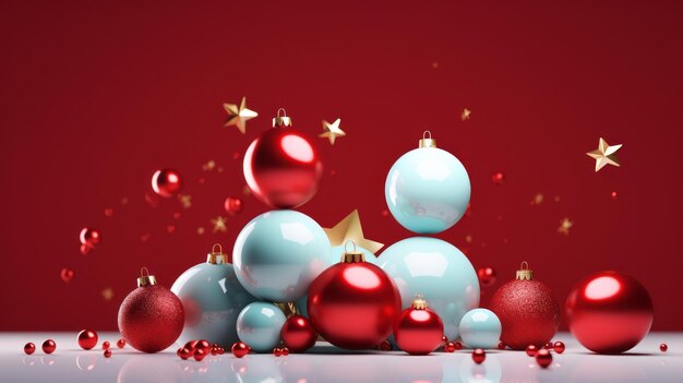 Photo christmas balls christmas tree decorations muticolor christmas balls in modern design style