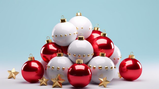 Photo christmas balls christmas tree decorations muticolor christmas balls in modern design style