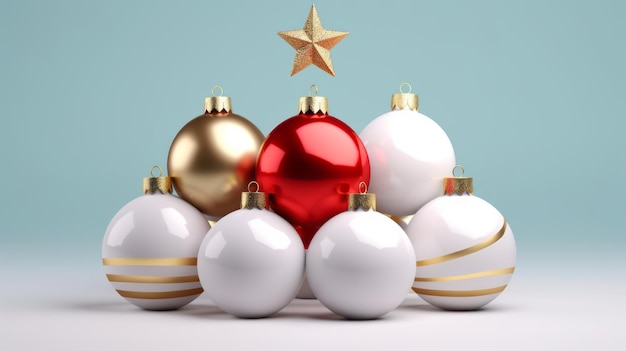 Photo christmas balls christmas tree decorations muticolor christmas balls in modern design style