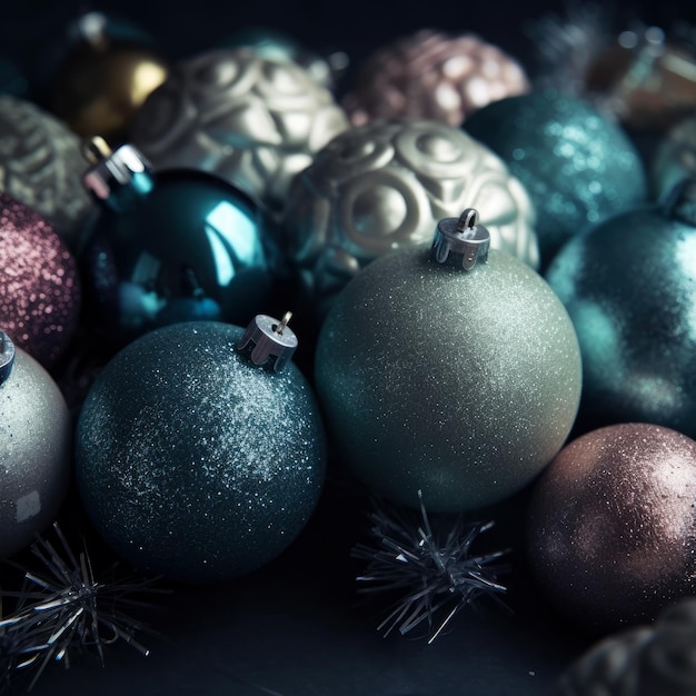 Photo christmas balls closeup xmas decorations new year tradition