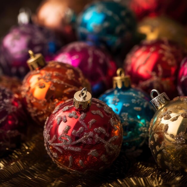 Christmas balls closeup xmas decorations new year tradition