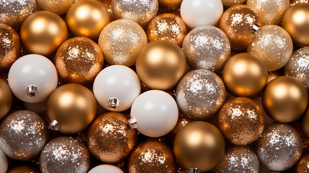 金色のクリスマスボールの装飾 ジェネレーティブAIツリー
