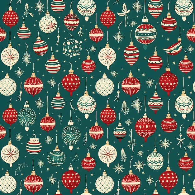 写真 クリスマス ボールの装飾的なシームレス パターン