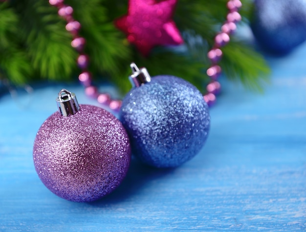 Christmas balls on fir tree