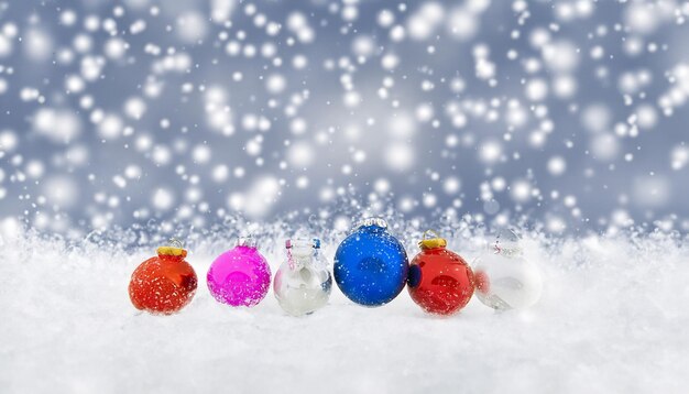 Christmas balls ice background