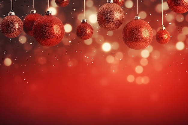 Christmas balls on a red background
