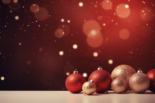 christmas balls on a red background