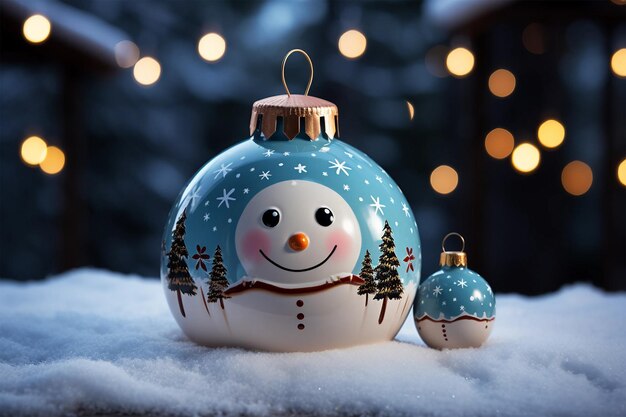 Christmas balls on a silvery background Christmas decoration with beautiful bokeh