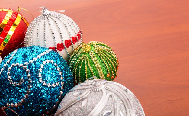 Christmas balls on the table