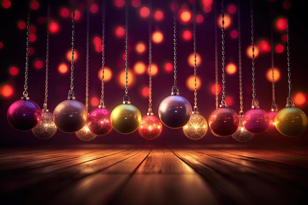 Christmas balls in warm tones perfect for use in vibrant stage backgrounds festive colors Generative AI