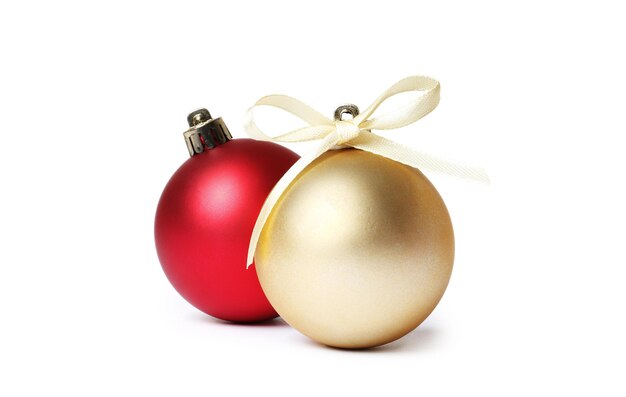 Christmas balls on white background