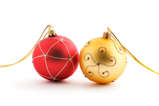 christmas balls on white 