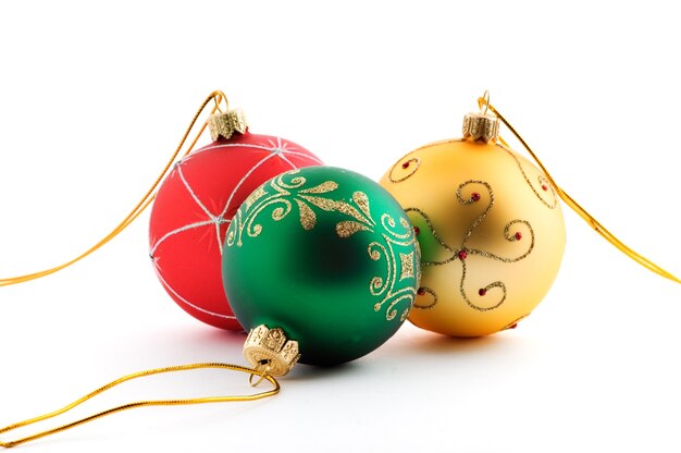 christmas balls on white 