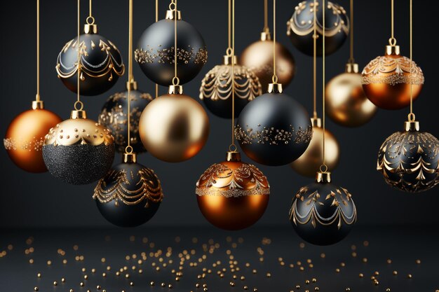 Christmas Balls with Shadows on dark background