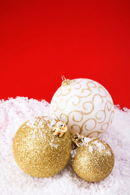 Christmas balls with snow