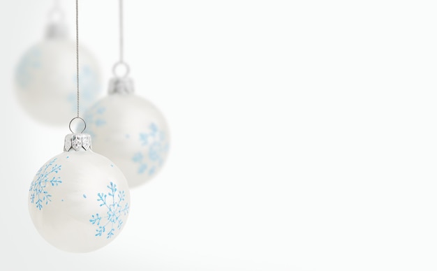 Christmas balls with snowflakes on a white background