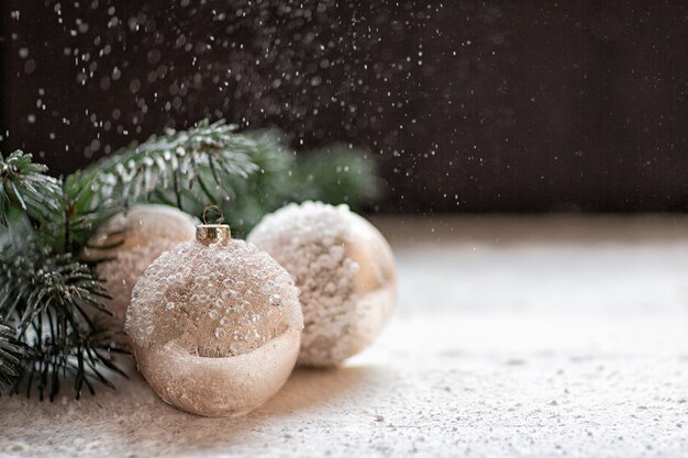 Christmas balls with tree branches