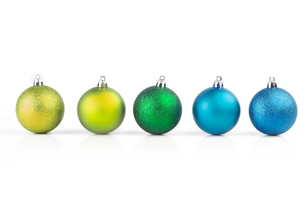 Christmas balls with vivid colors isolated on white