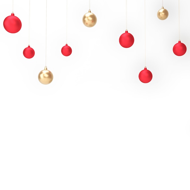 Christmas balls on with white background isolated object 3D Rendering