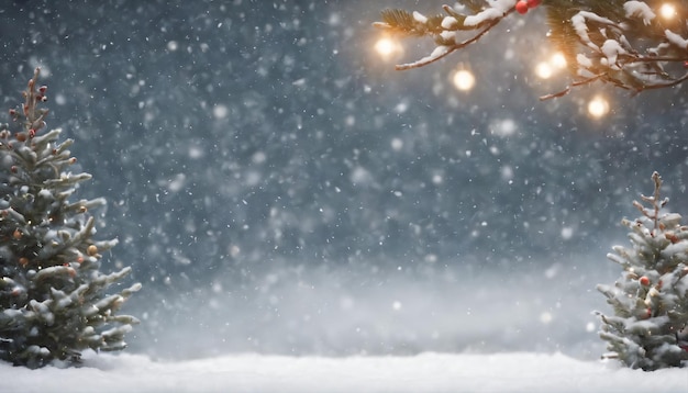 Christmas banner against a backdrop of falling snowflakes