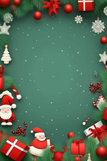 Foto banner di natale testo spazio vuoto babbo natale celebrare scatole regalo sfondo verde clipart