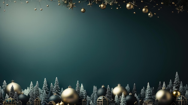 christmas banner with blank space for text green back background HD Generative Ai