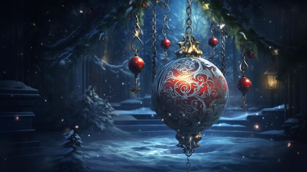 Photo christmas banner with christmas ornament aigenerated