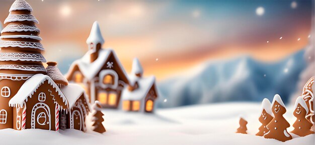Christmas Banner With Gingerbread House