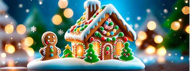 Christmas Banner With Gingerbread House