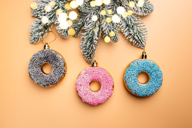 Christmas banner with toy donut