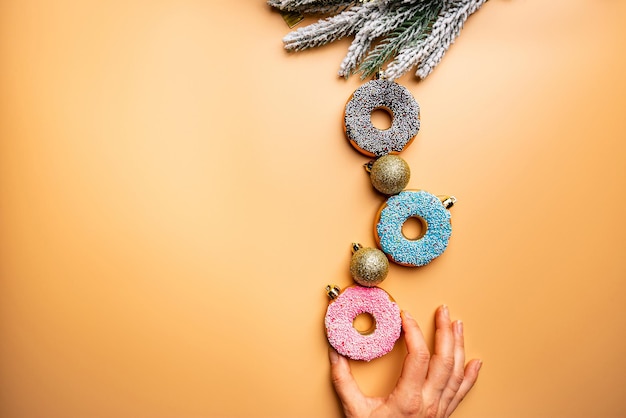 Christmas banner with toy donut