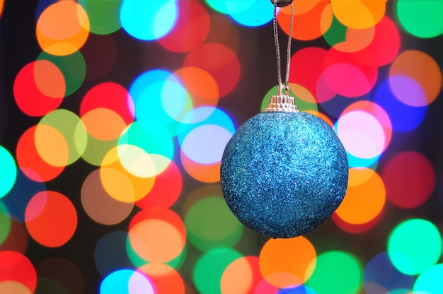 Christmas bauble or ball with bokeh lights