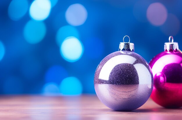 Christmas bauble decoration on bokeh background vintage effect filter