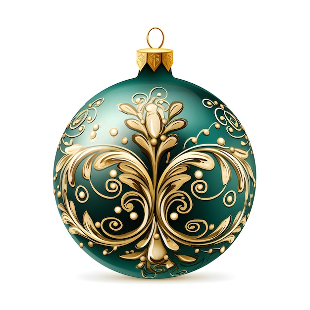 Photo christmas bauble with ormanent on white background