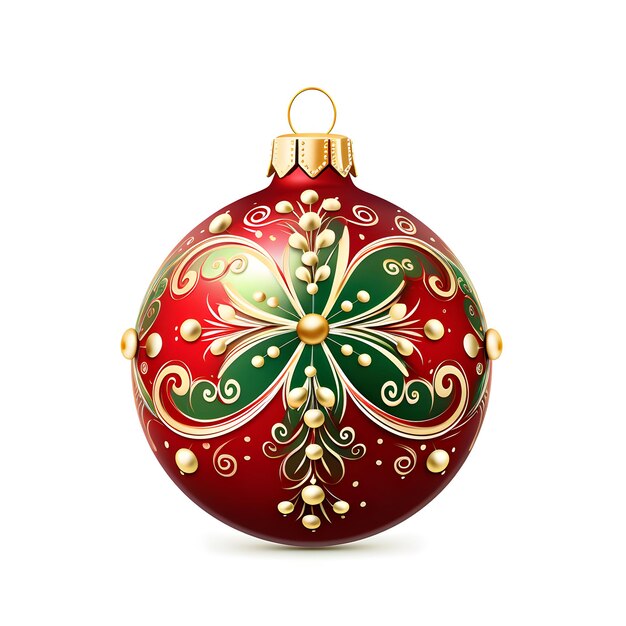 Photo christmas bauble with ormanent on white background