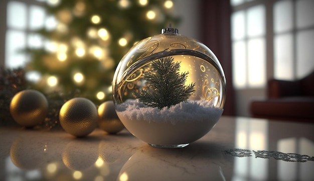 Christmas baubles decor ball interior design AI Generated image