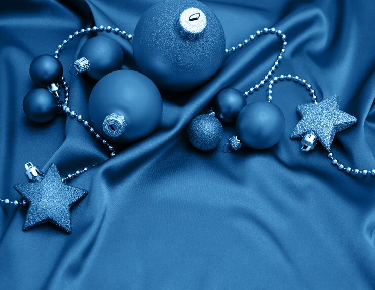 Photo シルクトーンクラシックブルー色のクリスマスつまらないもの