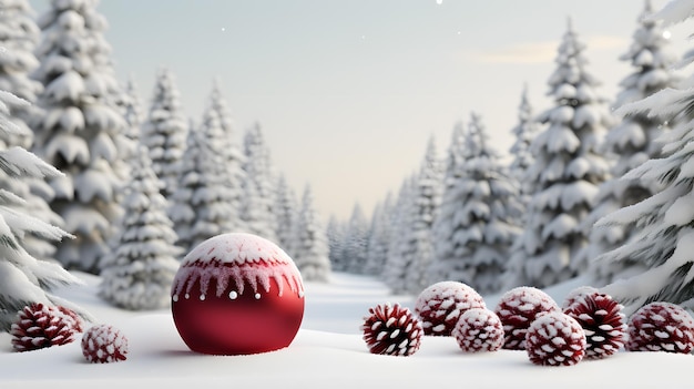 Christmas baubles on white background 3d render illustration