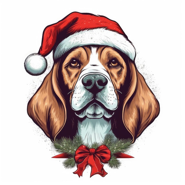 Рождественская печать собаки-бигла