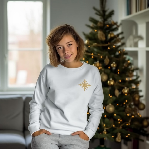 christmas beautiful woman in sweater
